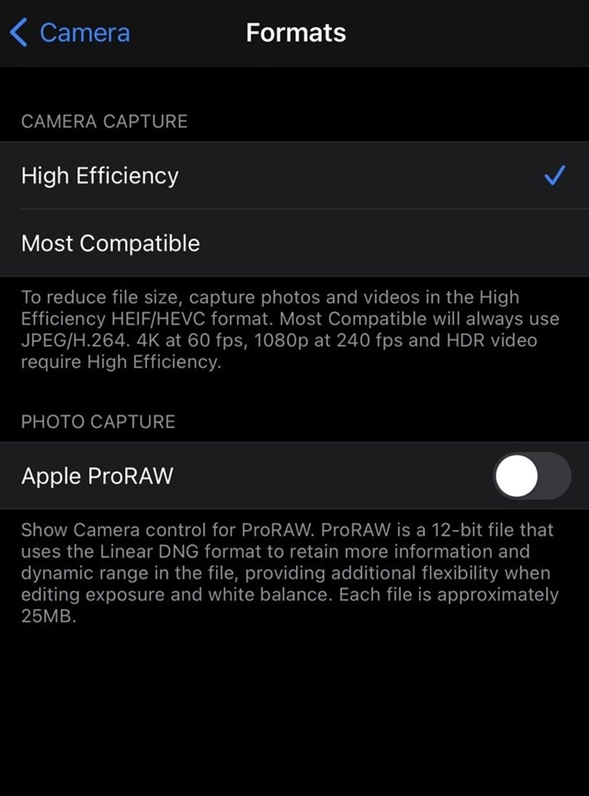 平泉苹果手机维修分享如何为 iPhone 12 Pro/Max 启用 ProRAW 照片格式 